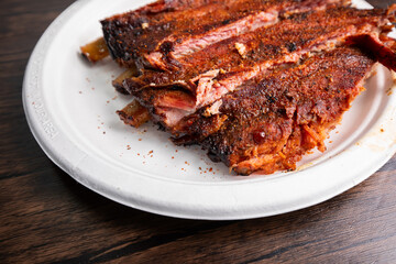 Country Barbeque Half Ribs on White plate