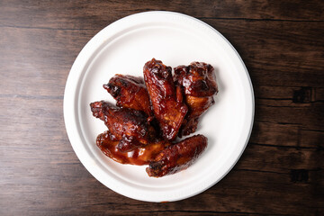 Barbeque Chicken Wings on White plate