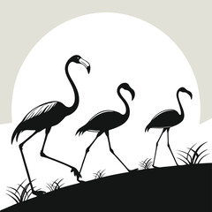 Tropical Flamingo Line Art – Tribal Style Decor