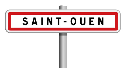 Panneau d'entrée de ville de Saint-Ouen-sur-Seine, Seine-Saint-Denis, Île-de-France