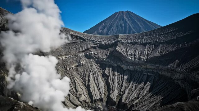 Bromo's Majesty: Volcanic Scenery Unveiled. Earth's Raw Power and Beauty Evokes Awe, Inspiring Visions of Adventure and Untamed Landscapes.  