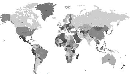 World map. Color modern vector map. Silhouette map.	