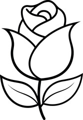 Rose bud outline vector icon on transparent background.