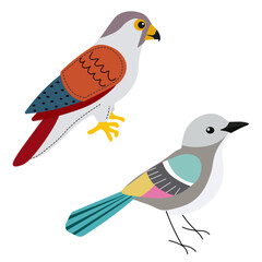 two birds small and big flat vector
