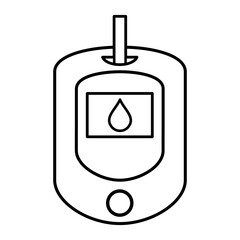 Glucose Meter Icon Line Style Black and White Vector for Diabetes and Medical Use