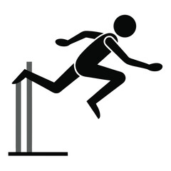 Black vector silhouette of a running sport athlete