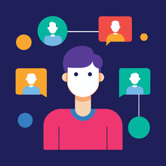 Social network communication concept with business people vector illustration