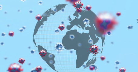 Image of globe over virus cells