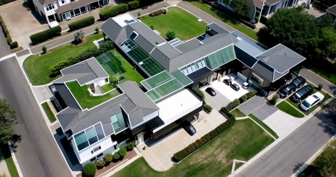 aerial view of a residential area
