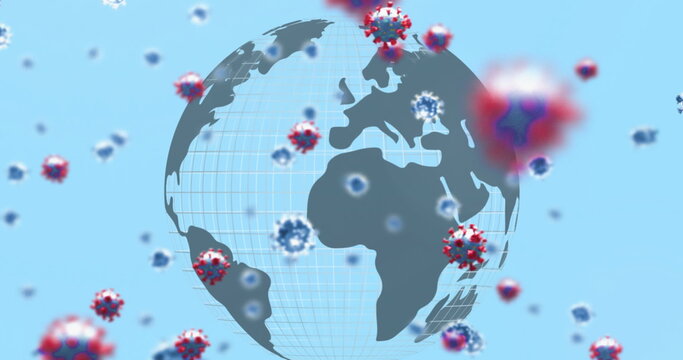 Image of globe over virus cells