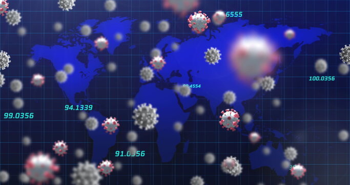 Image of data processing over virus cells