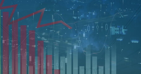 Image of data processing over cityscape