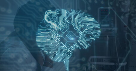 Image of data processing over female patient