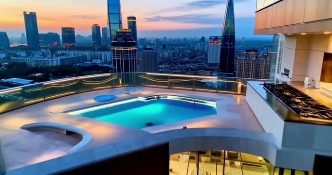 swimming pool at night