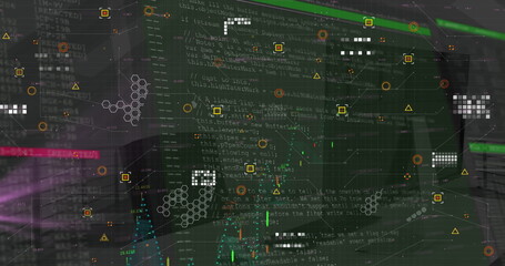 Image of data processing on black background
