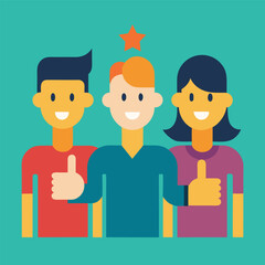 Cartoon illustration of business people in a meeting, smiling and drawing.