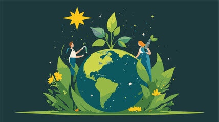 illustration of planting to commemorate earth day