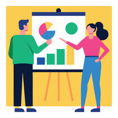Business people in a meeting room with a graph presentation, showing the concept of success
