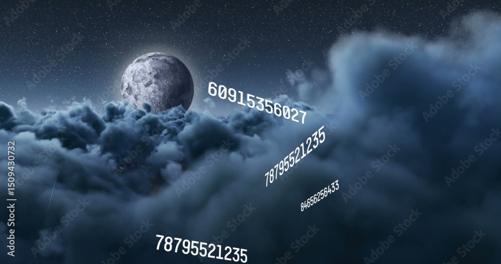 Poster image of multiple changing floating over moon and dark clouds in the sky