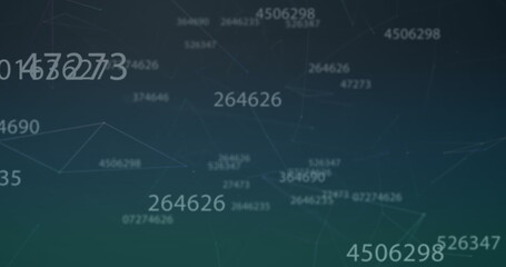 Image of numbers and connections on dark green background