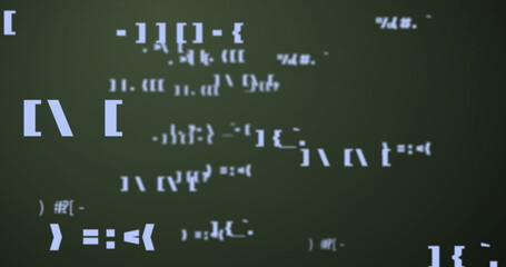 Image of multiple changing symbols floating against green background