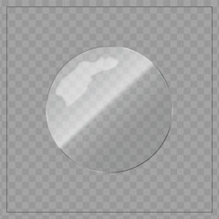 Glossy Transparent Glass Sphere with Reflective Surface on Checkerboard Background for UI Design and Digital Use