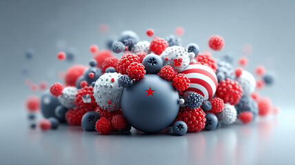 Decorative Ornaments with Berries in Red Blue and White