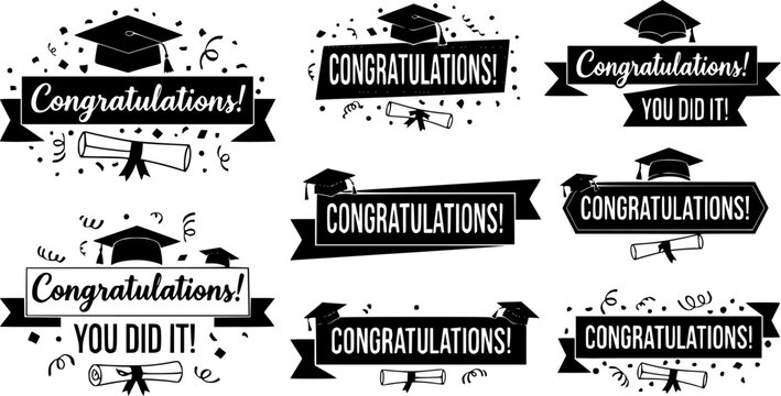 vector set of Senior class of 2025 year, graduation vector template
