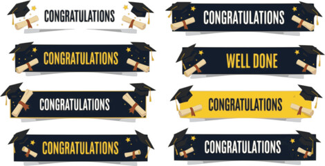 vector set of Senior class of 2025 year, graduation vector template
