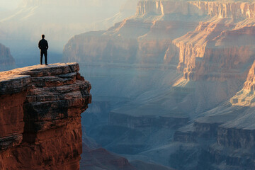 Man standing at the edge of a canyon