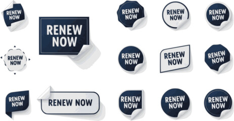 vector set of Renew now sticker vector template
