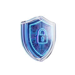 Cyber Security Shield 3D Lock Icon Data Protection Technology Gradient Symbol