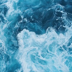 Obraz premium Oceanic waves, vibrant blue and white