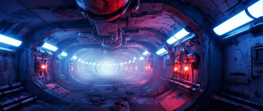 Anamorphic video City tunnel dystopia sci-fi abstract 3d 