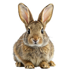 Fototapeta premium Adorable brown rabbit sitting isolated on transparent background