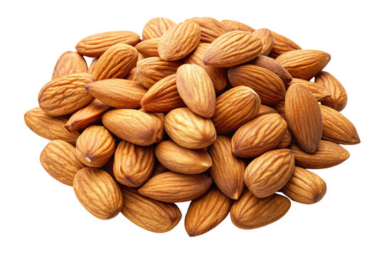 Pile of almonds isolated on transparent background