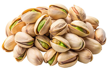 Pile of roasted pistachios isolated on transparent background