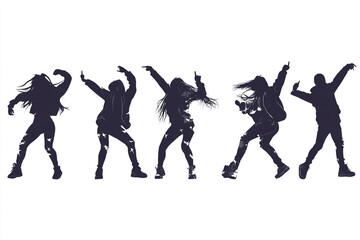 Hip-hop dancers silhouette pack