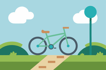 Naklejka premium Serene Bicycle Ride A Peaceful Journey Through Nature's Embrace