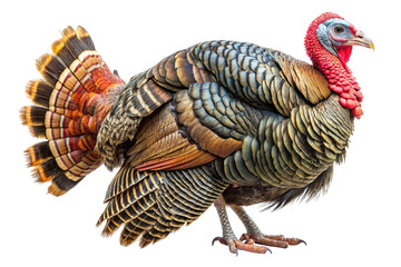 Wild male turkey bird isolated on transparent background