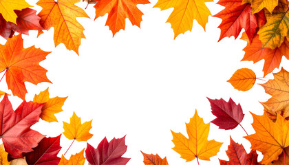 Fototapeta premium A vibrant collection of colorful autumn leaves forming a beautiful frame