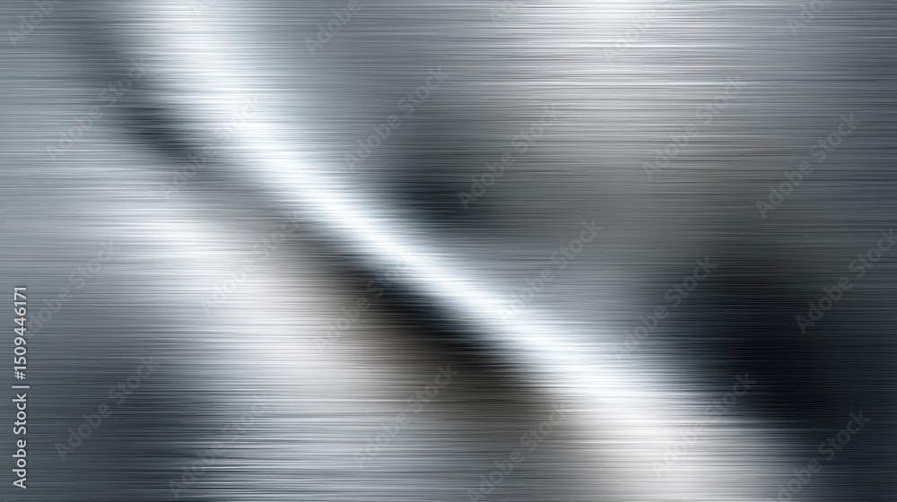 Poster This silver metal texture features a smooth, reflective surface with brushed patterns that create a sophisticated look, ideal for backgrounds in design, art, and industrial applications