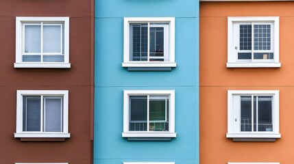 Modern Apartment Building Exterior Windows Teal Brown Orange