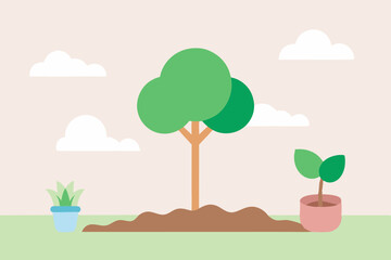 Fototapeta premium Set of four seasons trees vector illustration for nature landscape design
