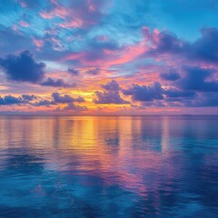 Stunning Sunset over Calm Ocean