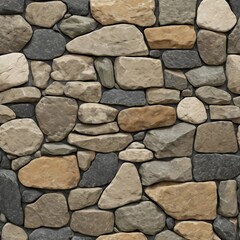 Fototapeta premium Features a rich tapestry of stone masonry, highlighting various sizes and colors of stones skillfully arranged to create a visually striking texture that enhances any environment Generative AI