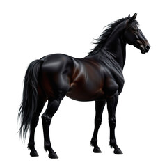 Obraz premium Majestic Black Horse Portrait Standing Proudly in Natural Setting with Elegant Mane and Graceful Posture
