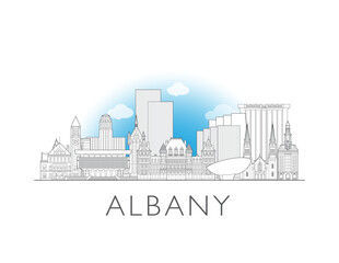 Obraz premium Albany, New York, cityscape illustration skyline drawing
