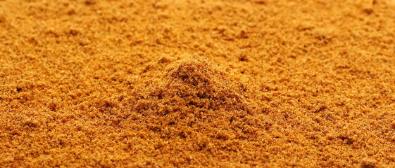 Mexican taco seasoning background and texture, side view	
