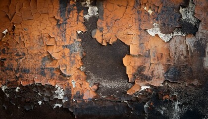 Fototapeta premium weathered burnt wall surface with antique paint chipping n grunge style retro overlay
